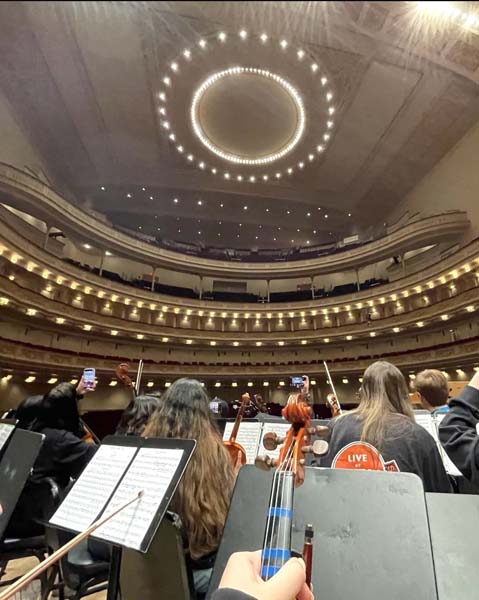 students on Carnegie Hall stage