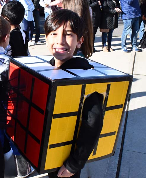 student dressed as a rubik's cube
