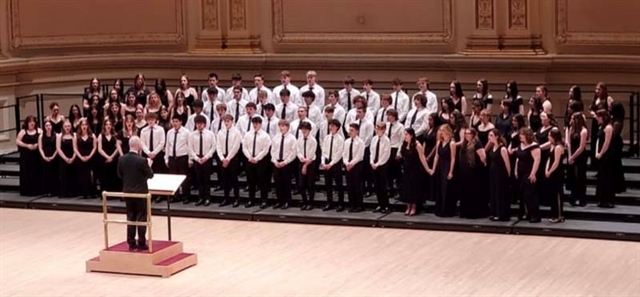students on stage