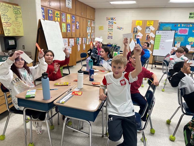 Mills Pond students learning about the Chinese New Year