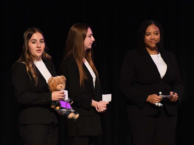 students on stage