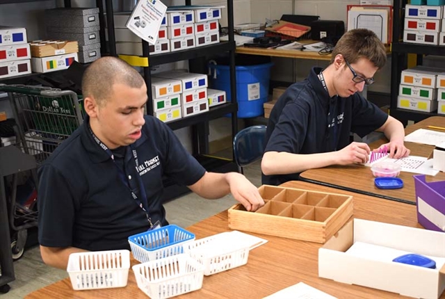 Students working