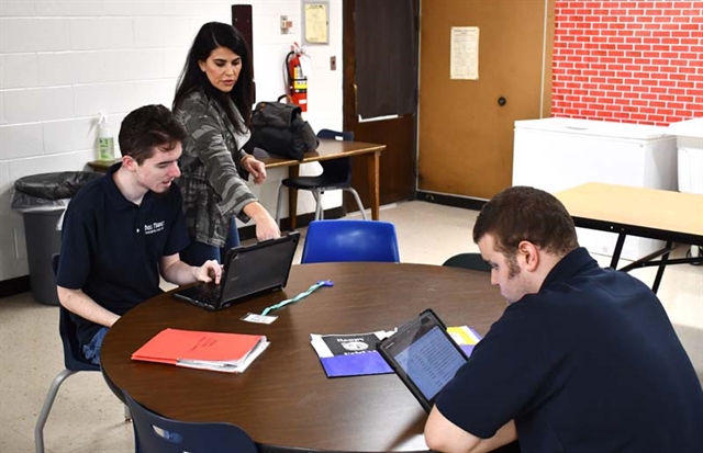 Students working