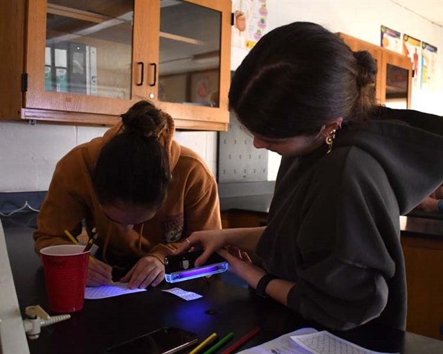 students conducting science study