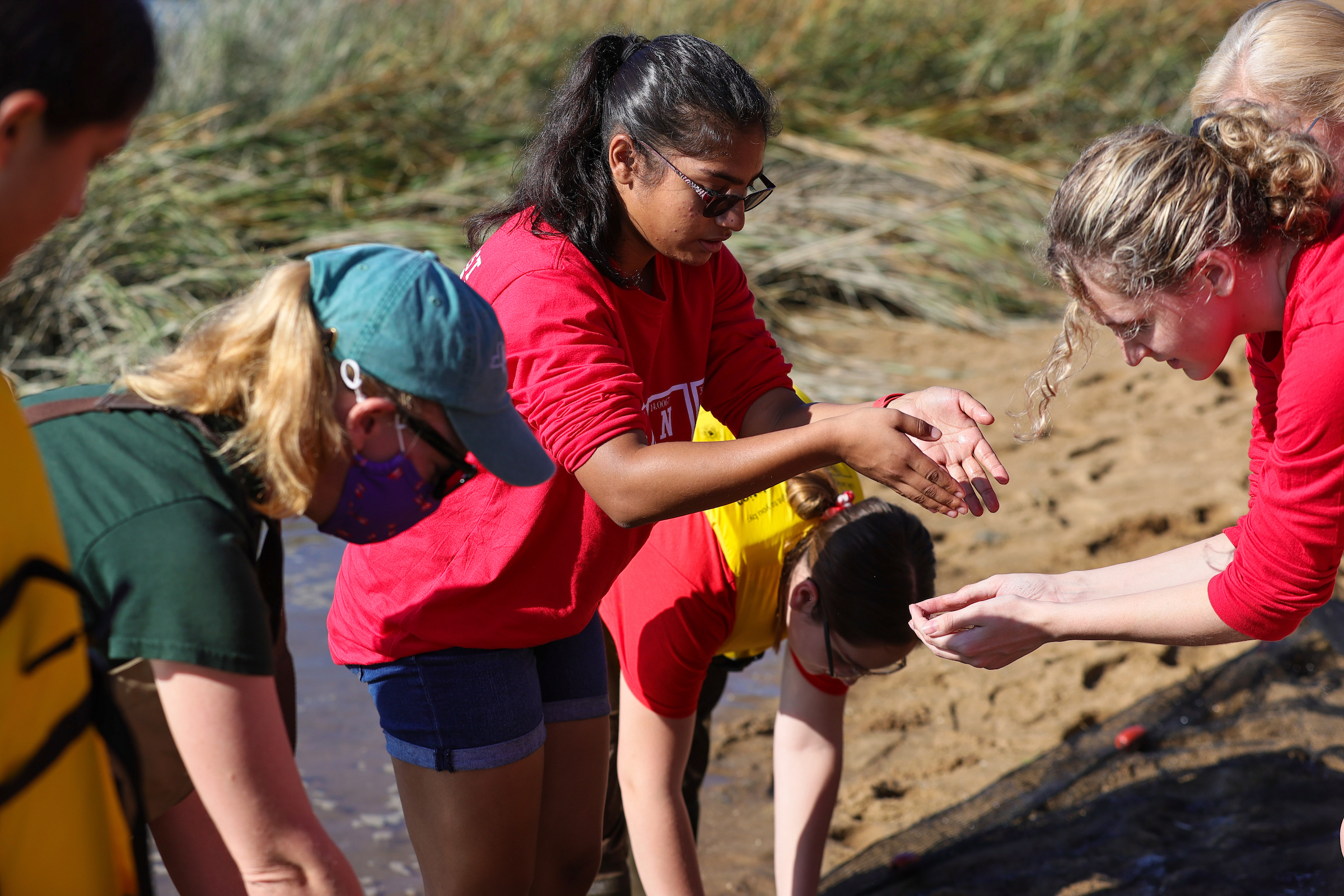 Students in river